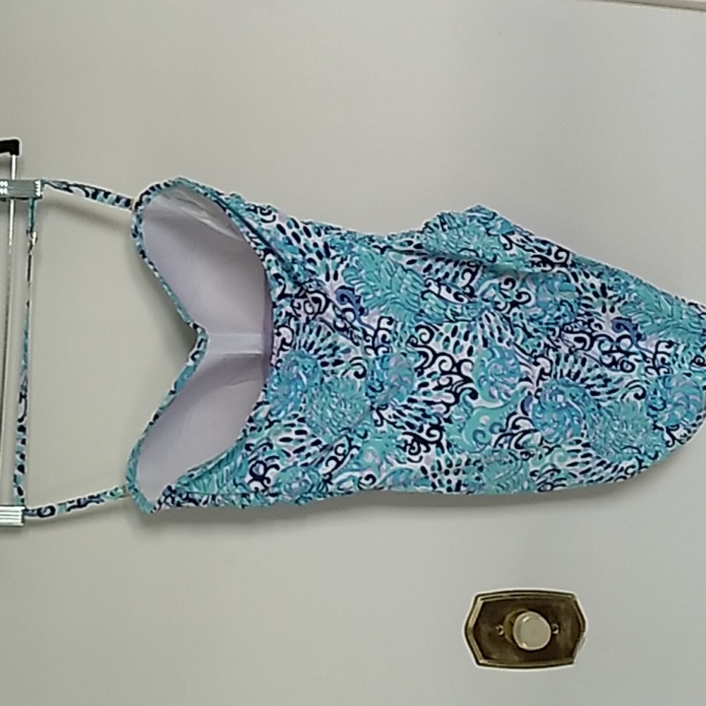 Lilly Pulitzer Aqua Blue & Navy One-Piece Swimsuit - Picture 3 of 5